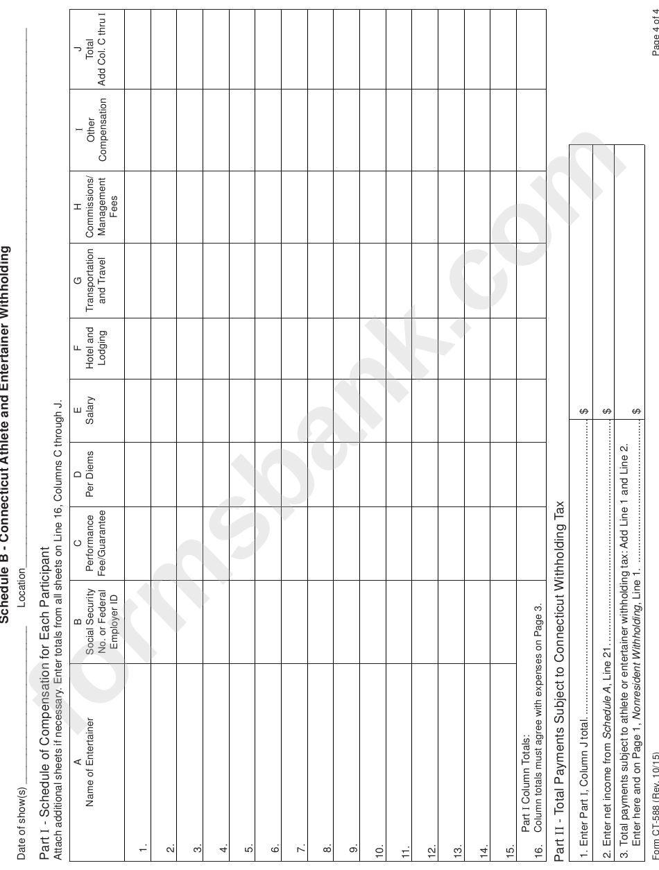 Form Ct-588 - Athlete Or Entertainer Request For Reduced Withholding