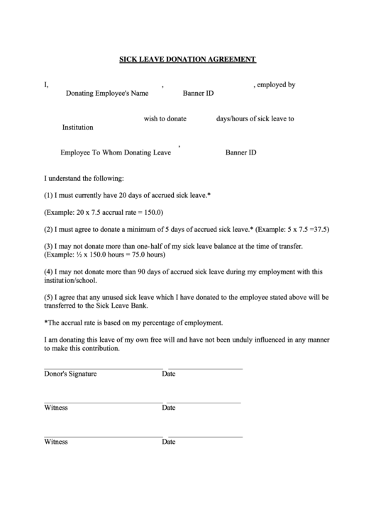 Fillable Sick Leave Donation Form Printable pdf