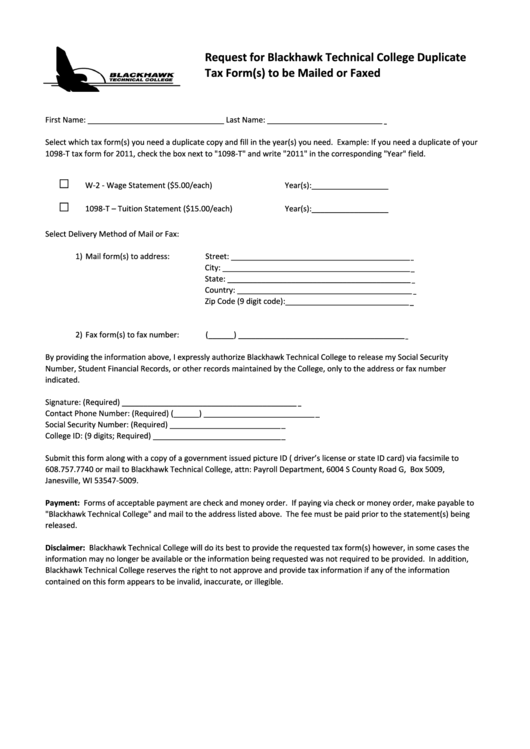 Request Duplicate Tax Form Printable pdf