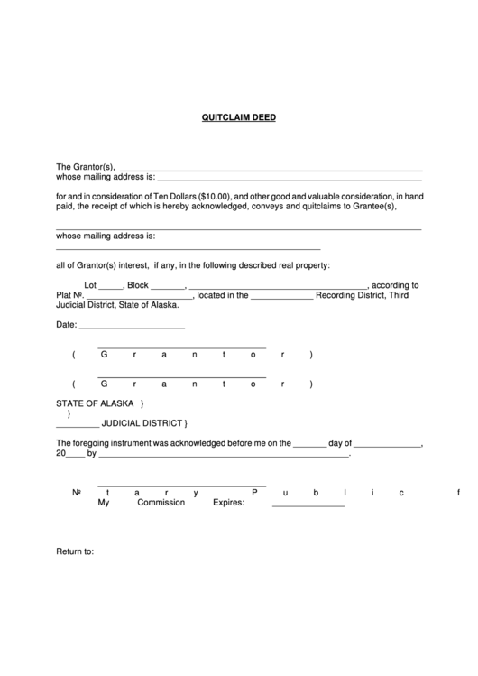 Quitclaim Deed Printable pdf