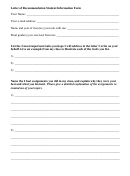Letter Of Recommendation Student Information Form