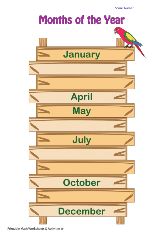 Months Of The Year Chart