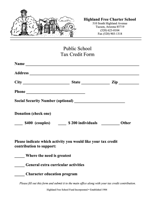 Public School Tax Credit Form Printable pdf