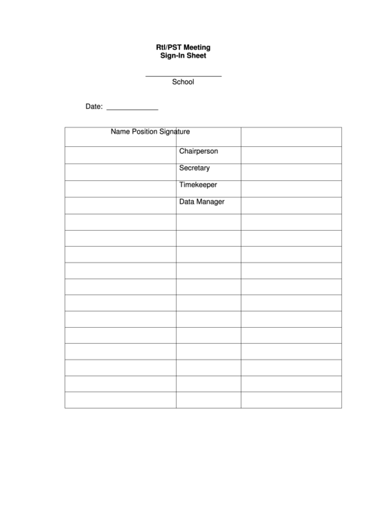 Rti/pst Meeting Sign-In Sheet Template Printable pdf
