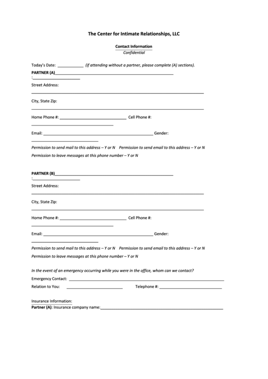 New Client Contact Form Printable pdf