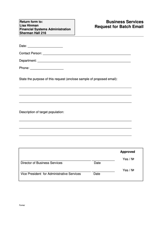 Fillable Request For Batch Email Template Printable pdf