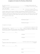 Assignment Of Contract For Purchase Of Real Estate Form