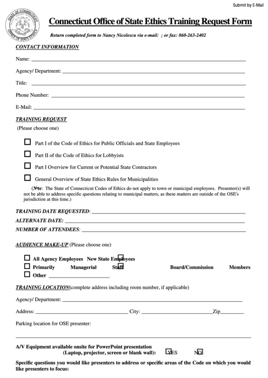 Fillable Training Request Form Ct Printable pdf