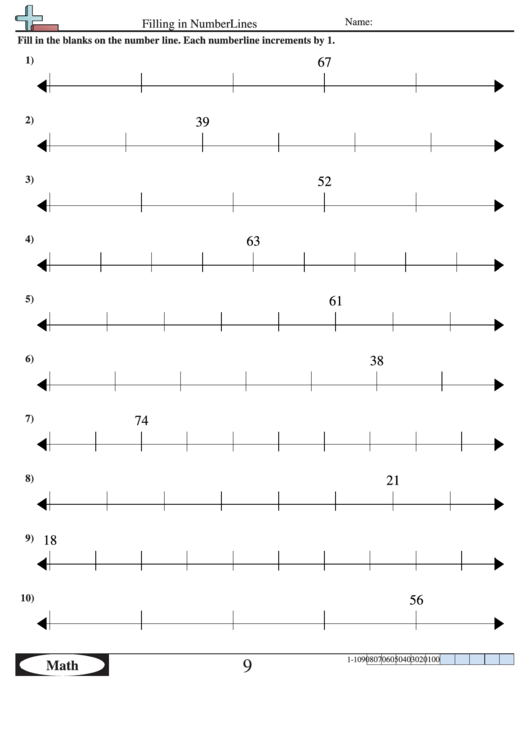 Filling In Numberlines Worksheet With Answer Key