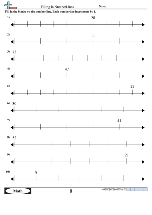 Filling In Numberlines Worksheet With Answer Key Printable pdf