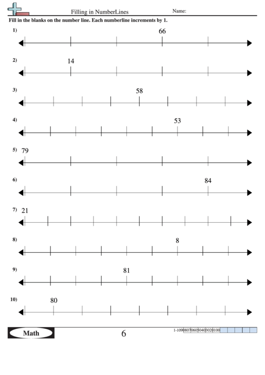Filling In Numberlines Worksheet Template Printable pdf