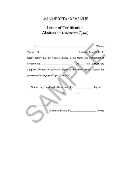 Sample Abstract Certification Letter Template