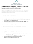 New Hampshire Nonprofit Eligibility Checklist Template Printable pdf