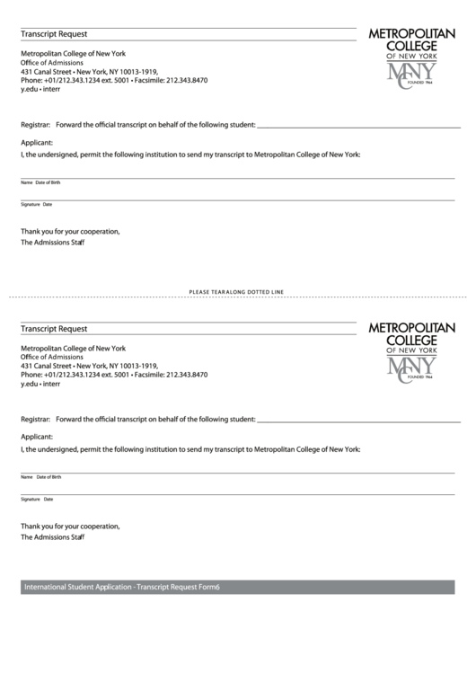 Transcript Request Printable pdf