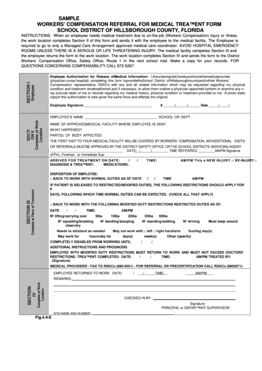 Sample Workers Compensation Referral For Medical Treatment Printable pdf
