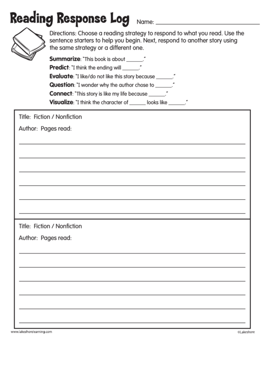 Reading Response Log Printable pdf