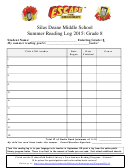 8th Grade Middle School Summer Reading Log Template