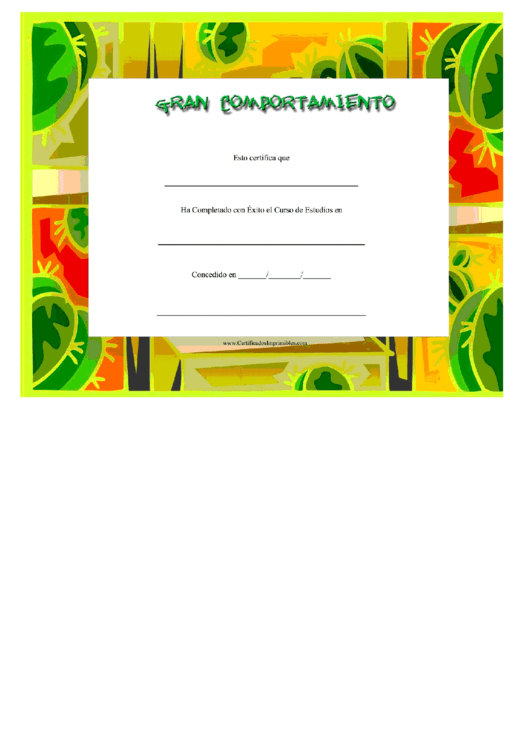Great Behavior Certificate Template Printable pdf