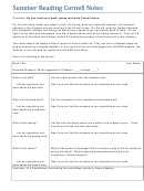 Summer Reading Cornell Notes Template