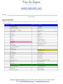 Guest Grocery List Template