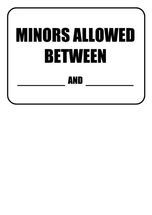 Minors Allowed Printable pdf