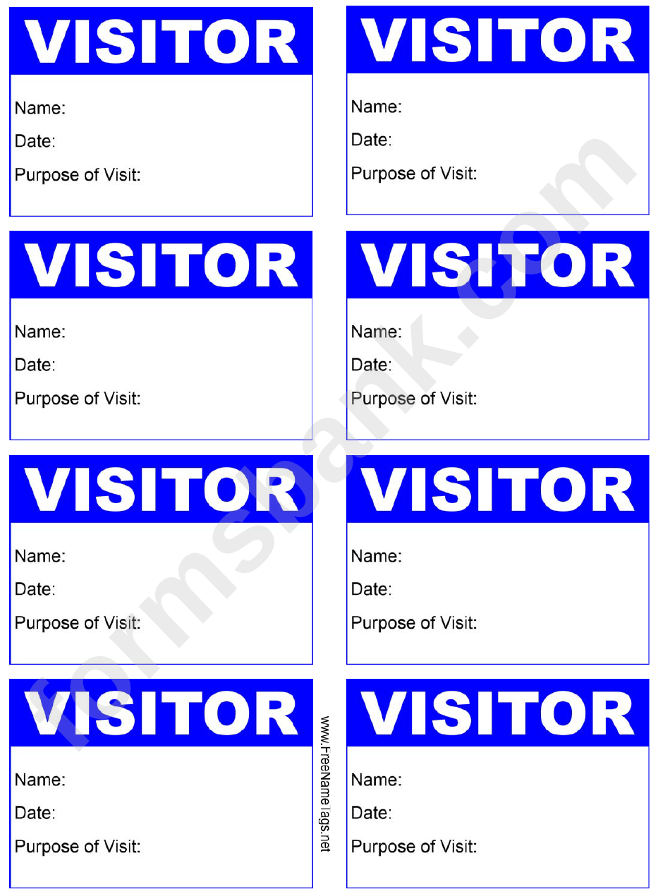 Visitor Badge Blue With Details