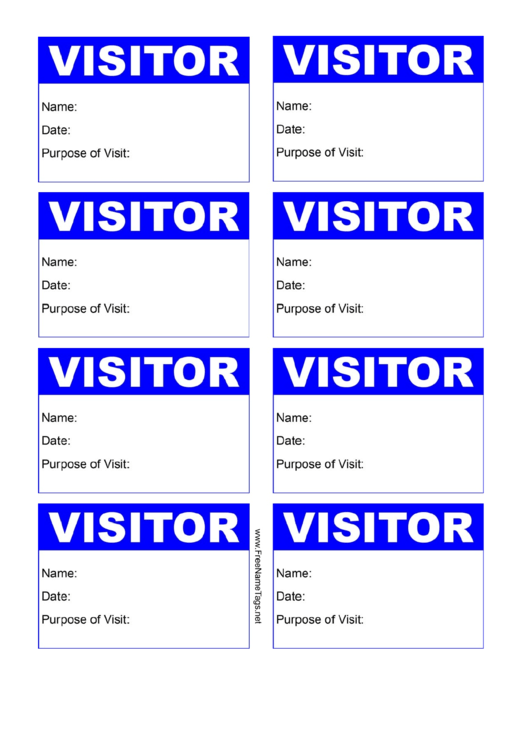 Visitor Badge Blue With Details Printable pdf