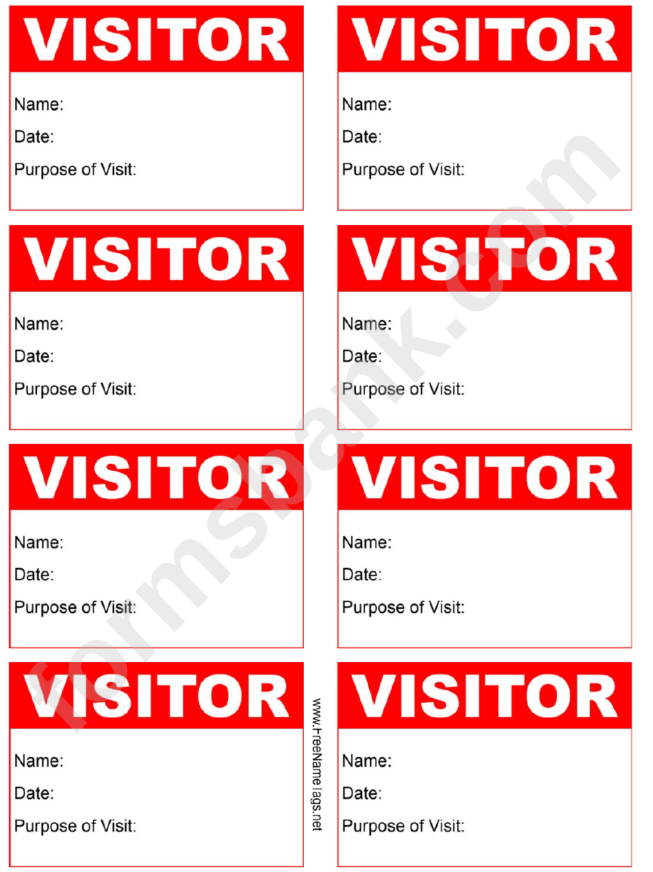 Visitor Badge Red With Details