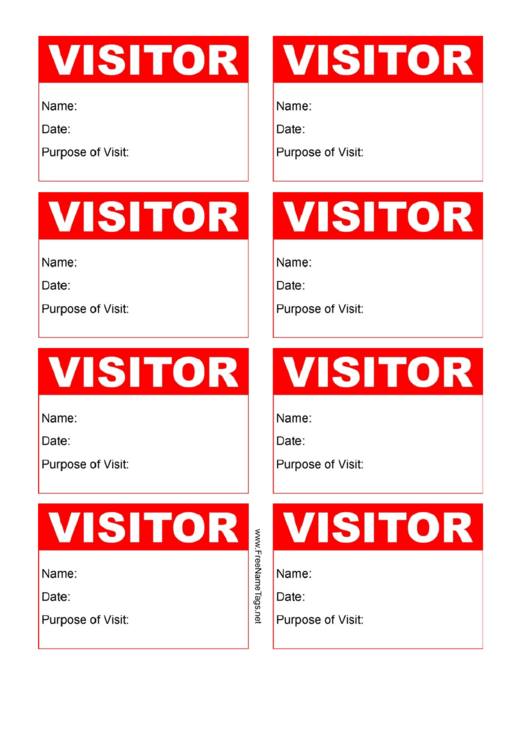 Visitor Badge Red With Details Printable pdf