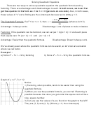 Solving Quadratic Equations Printable pdf