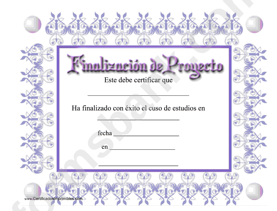 Project Completion Certificate