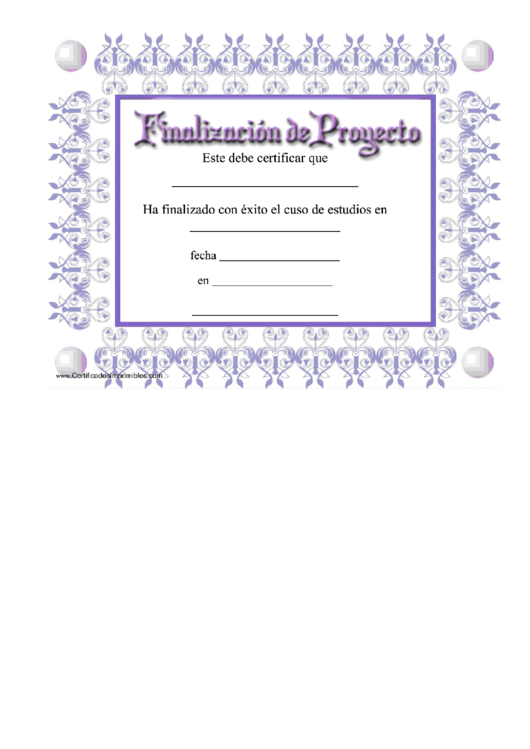 Project Completion Certificate Printable pdf