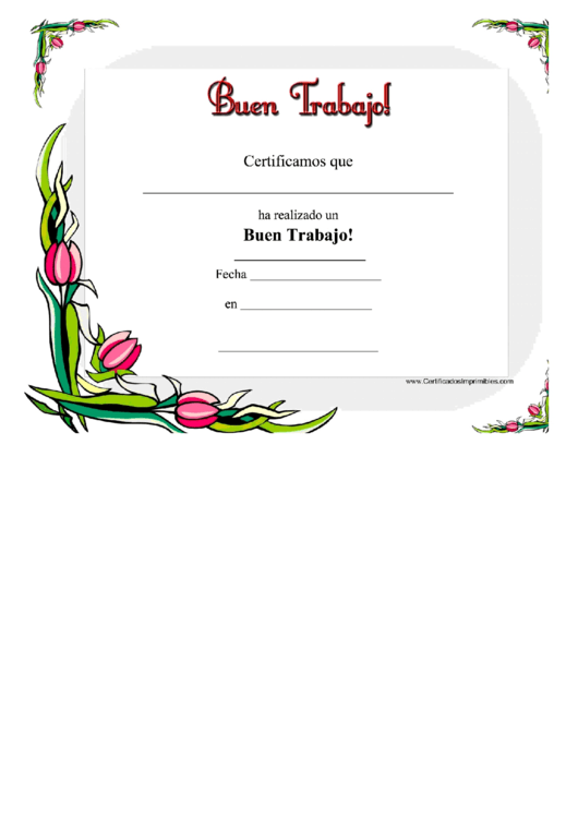 Good Job Certificate Printable pdf