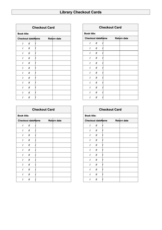 Library Checkout Form Printable pdf
