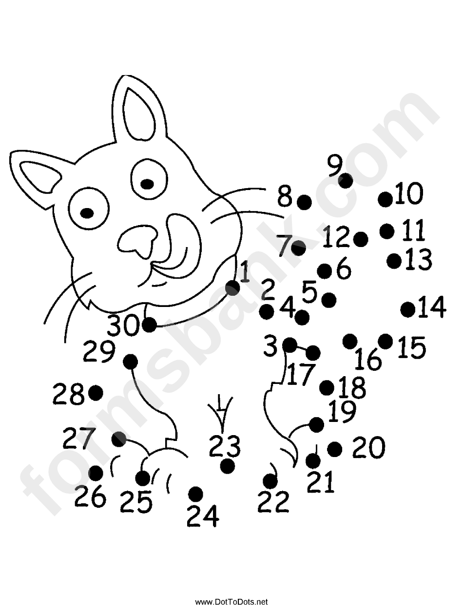 Hungry Cat Dot-To-Dot Sheet