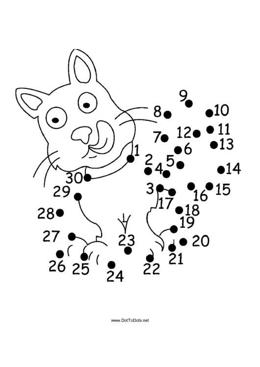 Hungry Cat Dot-To-Dot Sheet Printable pdf