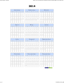 2014 Yearly Calendar Template - Blue, Portrait