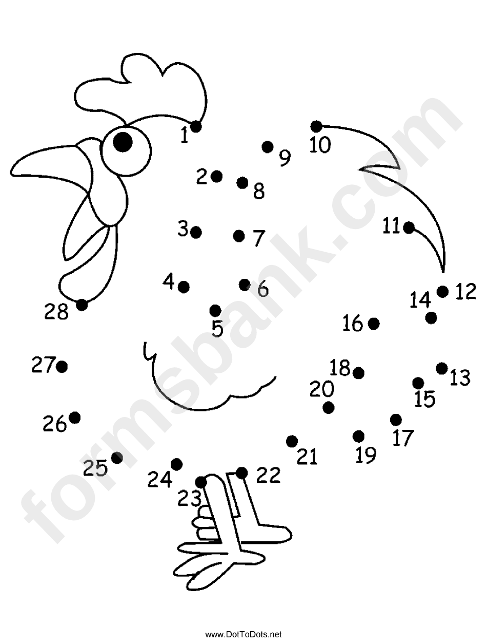 Rooster Dot-To-Dot Sheet