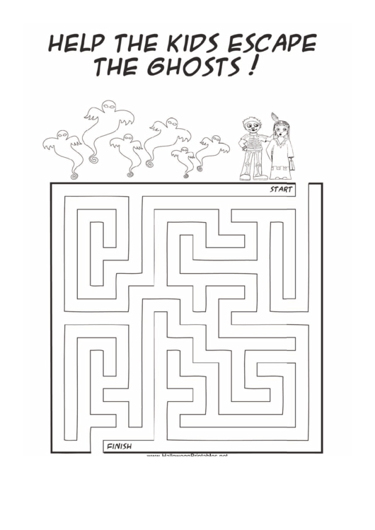 Kids Ghosts Maze Template