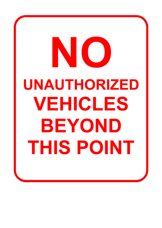 No Unauthorized Vehicles Printable pdf