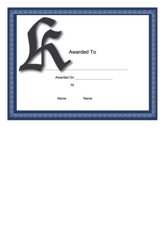 Offset K Monogram Certificate Template Printable pdf