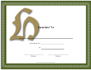Offset H Monogram Certificate Template