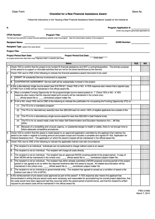 Fillable Us Fish And Wildlife Service Checklist Printable pdf