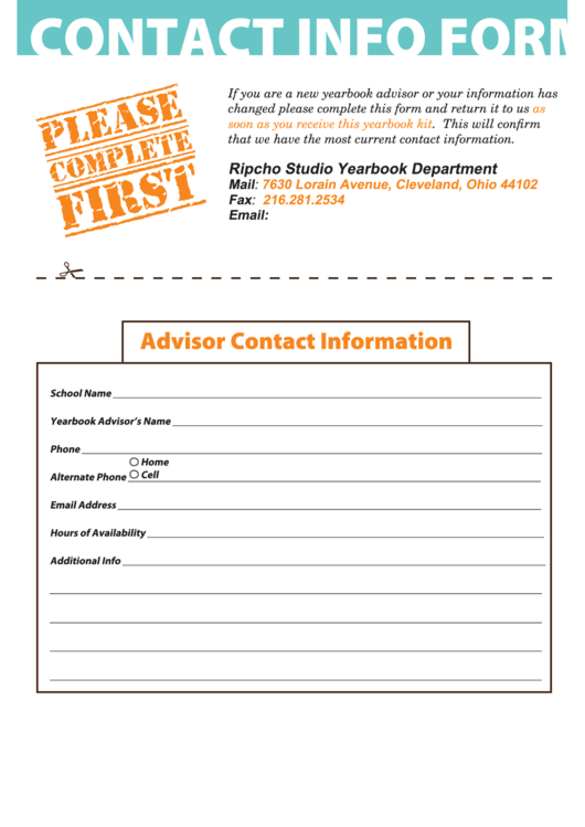 Contact Info Form - Ripcho Studio Printable pdf