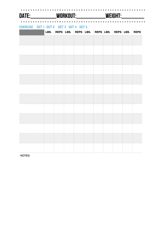Workout Log Template Printable pdf