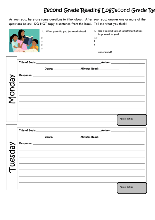 2nd Grade Reading Log Printable pdf