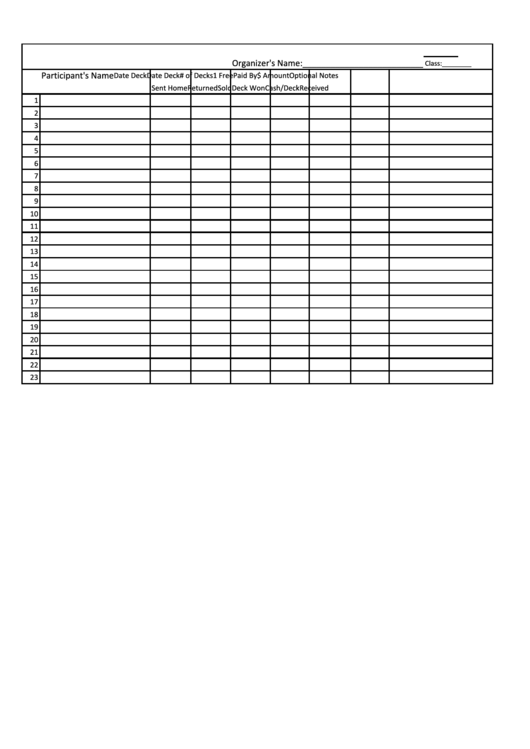 Leader/organizer Master List Template Printable pdf
