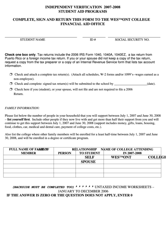 Verification Worksheet Printable pdf