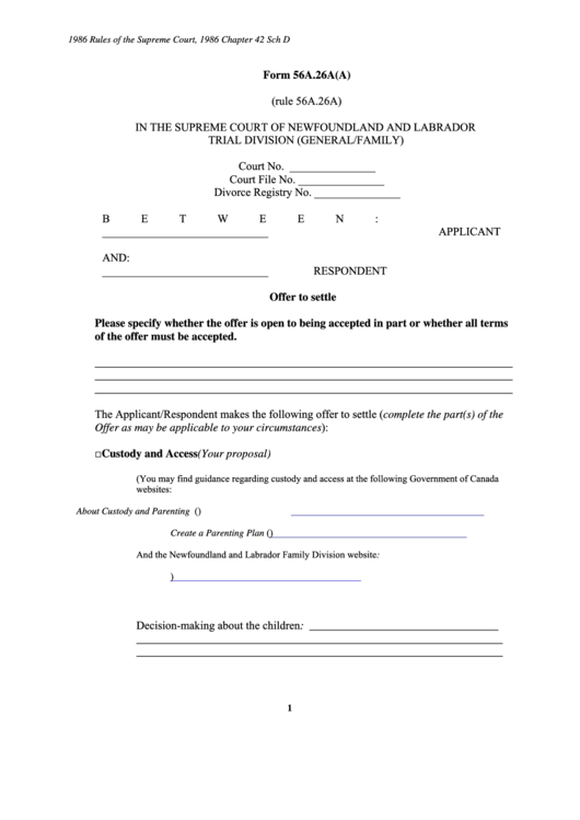 Offer To Settle Supreme Court Canada Printable pdf