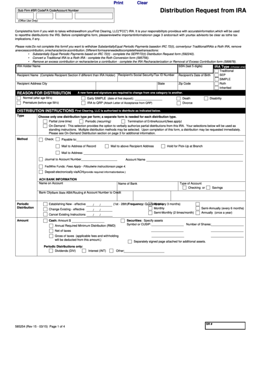 Fillable Distribution Request Form Ira Printable pdf